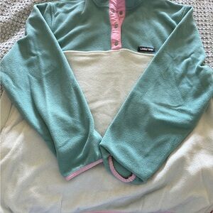 Lands End Heritage Fleece- Green and pink Fleece Pullover